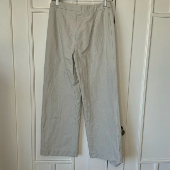 Rumere Linen wide leg pants mid rise cream colour sleek modern clasp closure - Picture 7 of 13